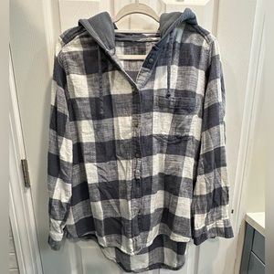 Grey/white hooded flannel XL